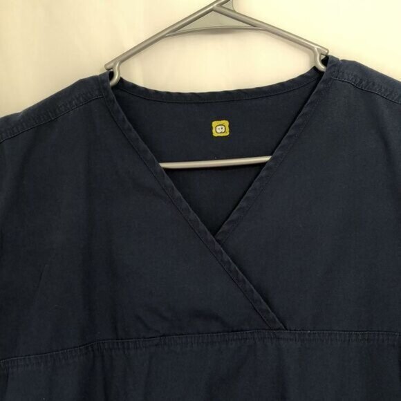 Women's Scrub Top Blue Short Sleeve Uniform Work Medical - Picture 10 of 11